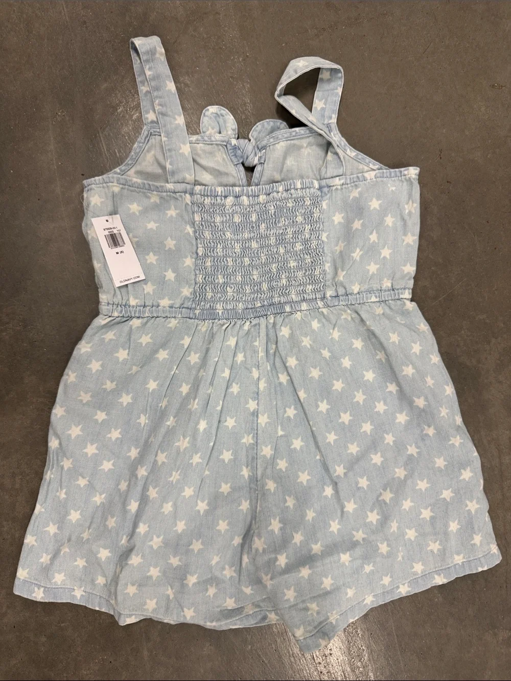Old Navy Light Denim Star-Print Girls Romper with Front Tie